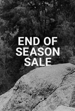 End of season sale text on a black and white nature background