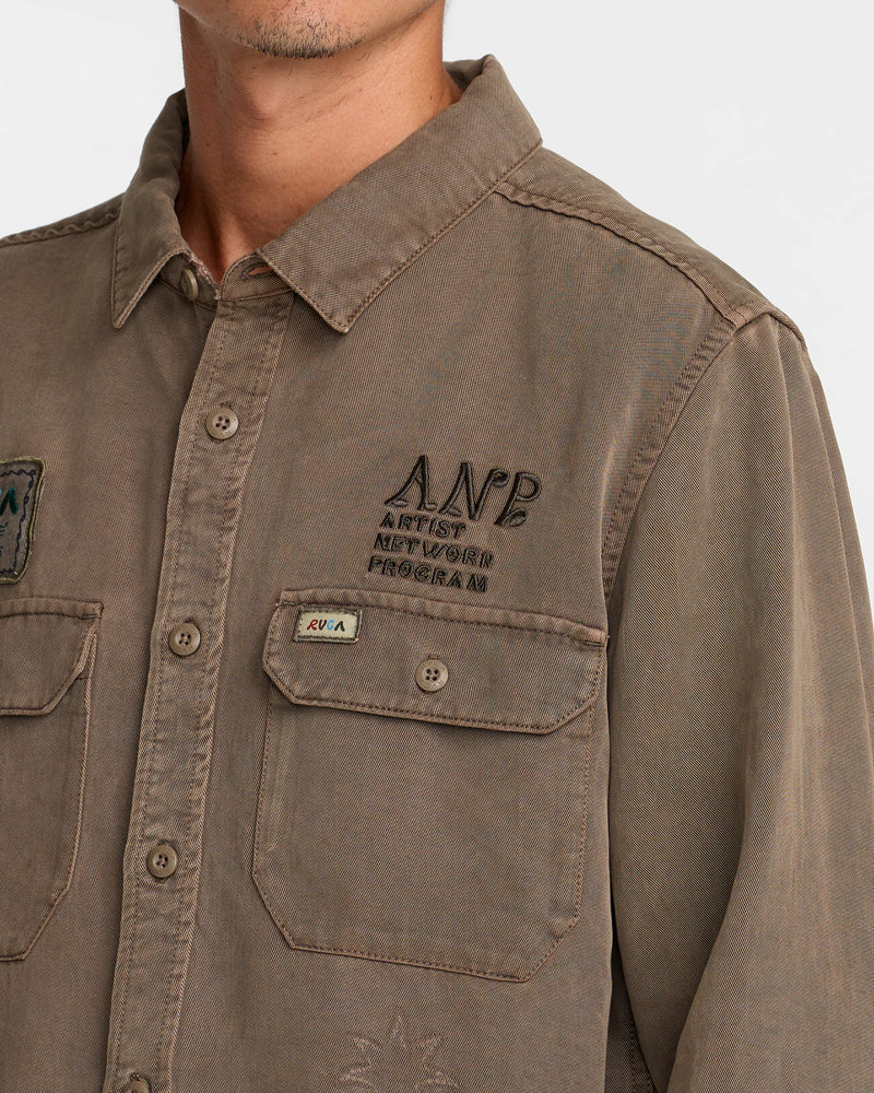 Mel G Moon Flower Long Sleeve Shirt- RVCA