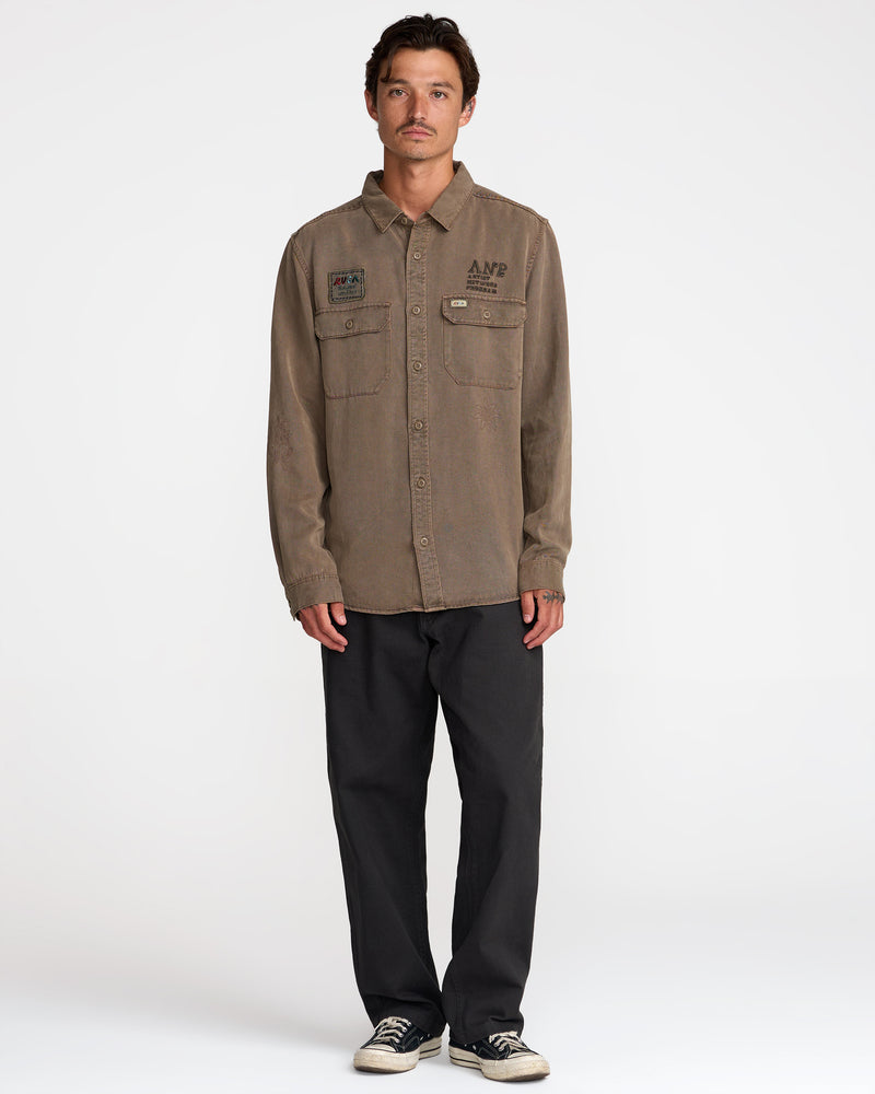 Mel G Moon Flower Long Sleeve Shirt- RVCA
