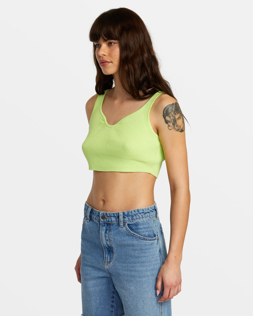 Roundabout Sweater Tank V-Neck Sweater - Neon Green