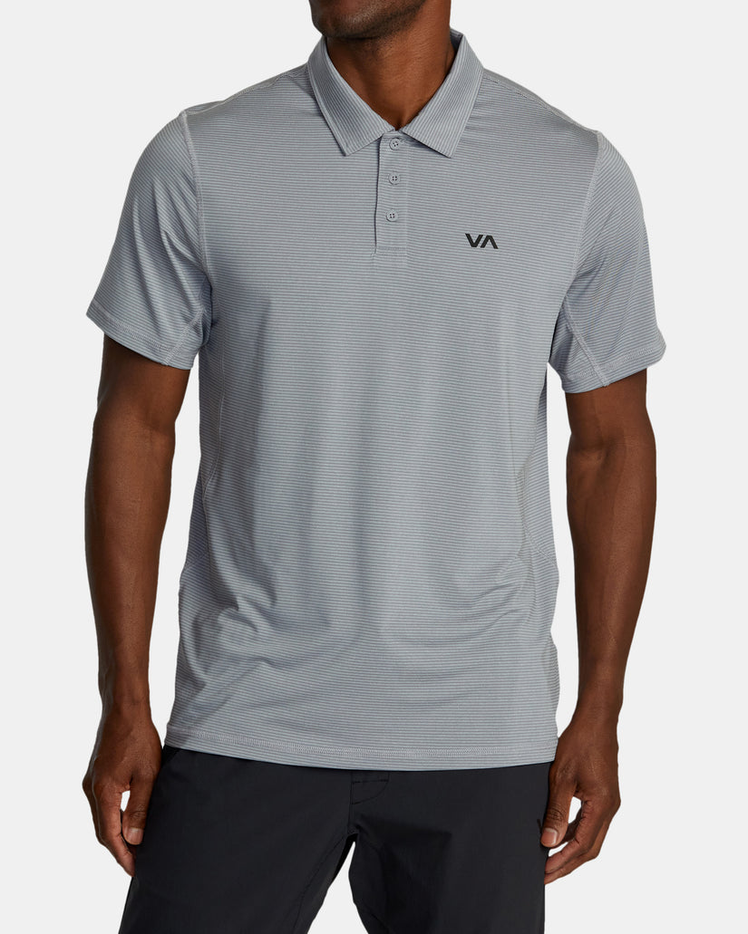 VA Sport Vent Technical Polo Shirt - Chalk Stripe