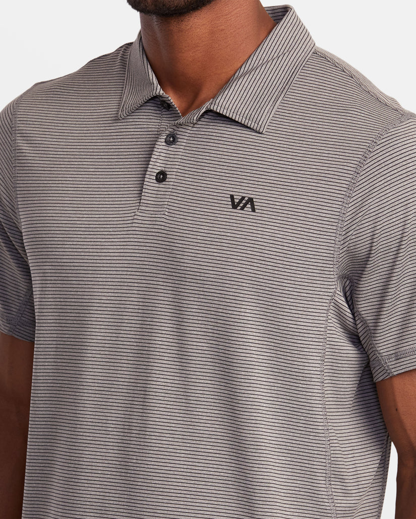 VA Sport Vent Technical Polo Shirt - Heather Grey Stripe
