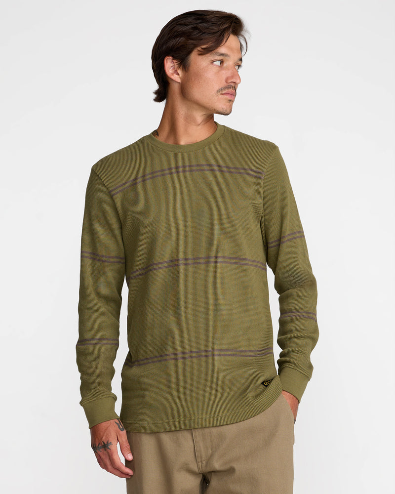 Dayshift Long Sleeve Stripe Thermal- RVCA