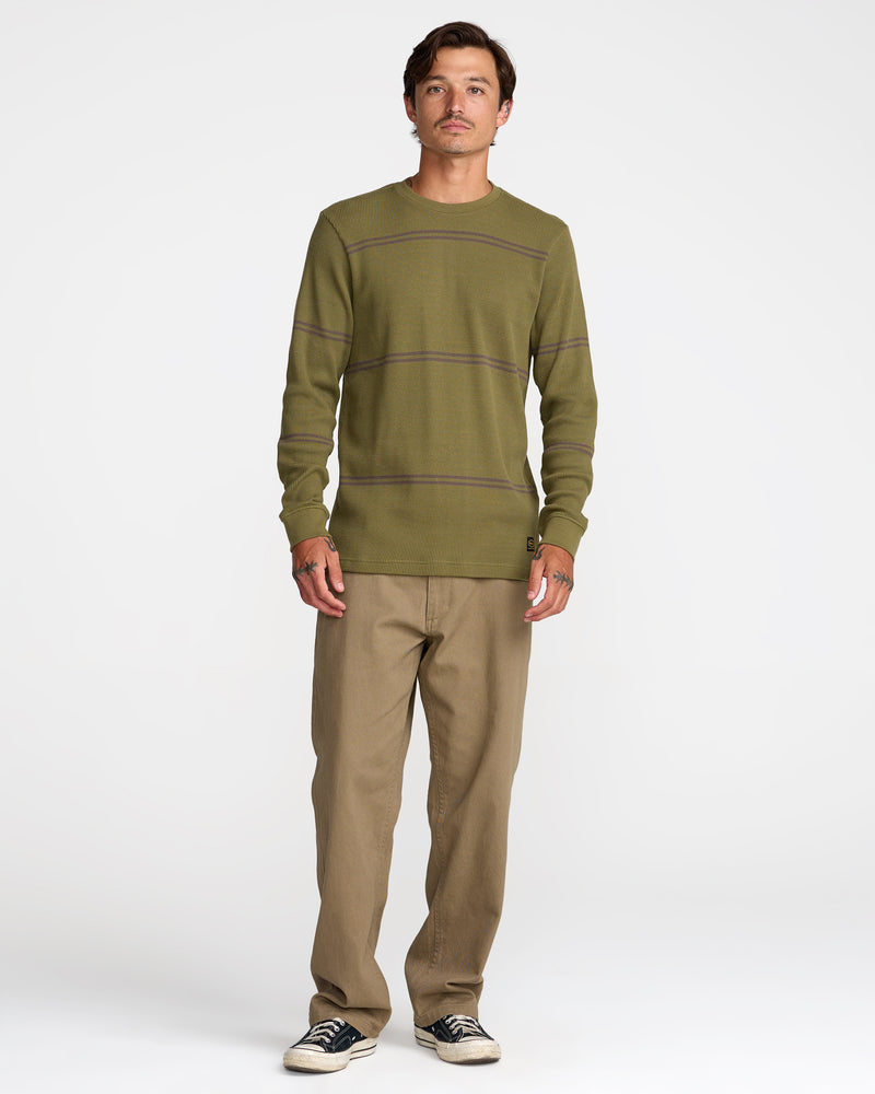 Dayshift Long Sleeve Stripe Thermal- RVCA
