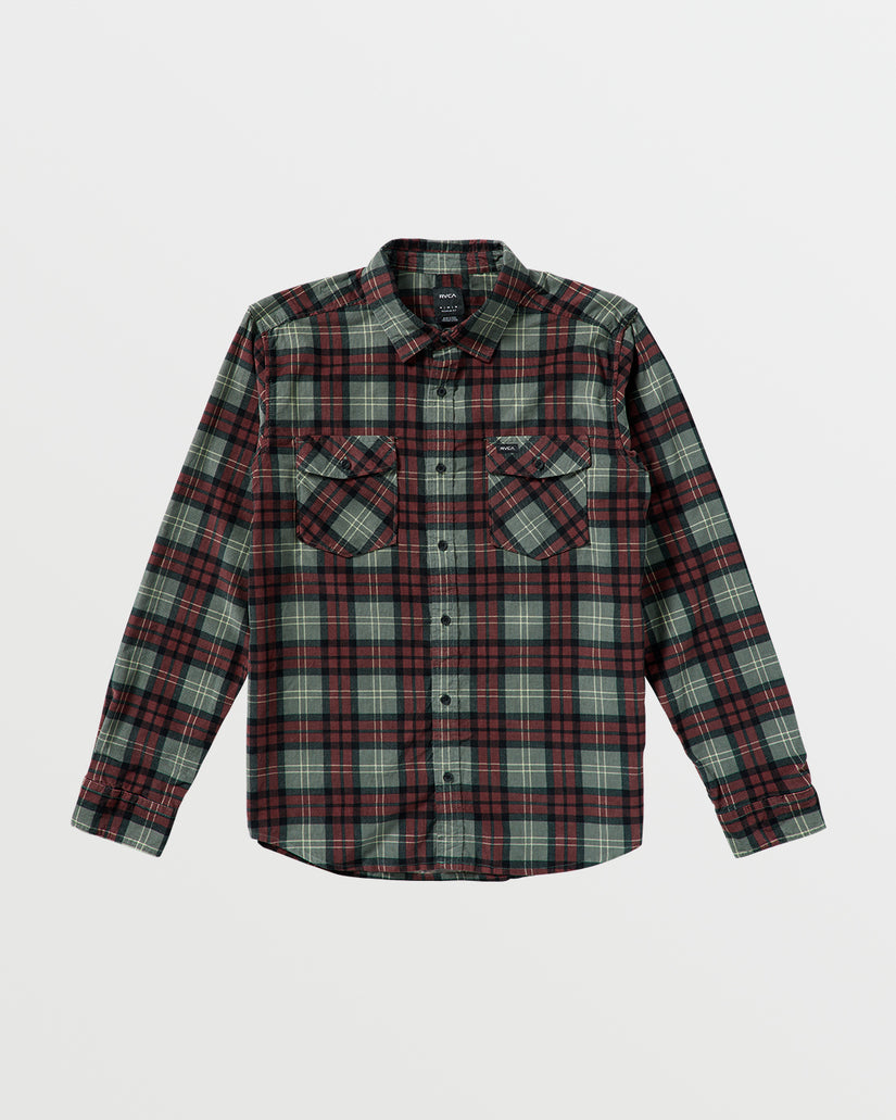 Freeman Cord Print Long Sleeve Shirt - College Green