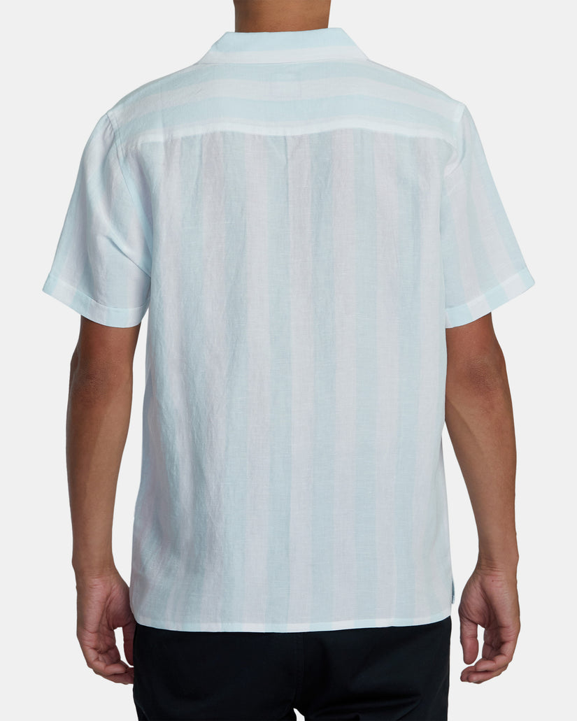 Love Stripe Short Sleeve Woven Shirt - Light Blue