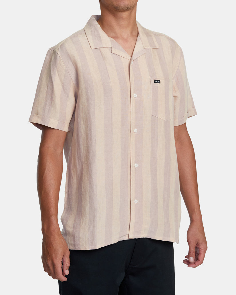Love Stripe Short Sleeve Woven Shirt - Pale Mauve