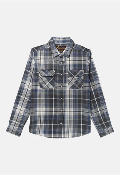 Plaid shirt with two front pockets on a white background