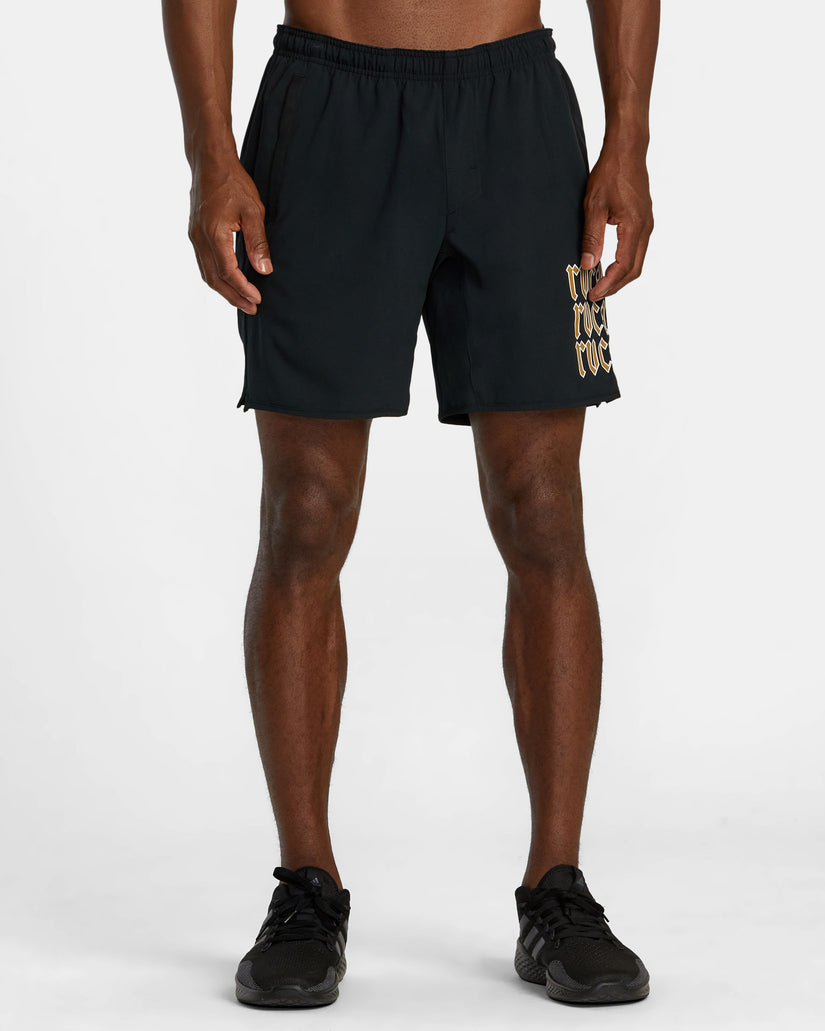Yogger Stretch Elastic Waist Shorts 17" - Black Arch