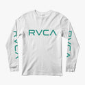 Boys Big RVCA Long Sleeve Tee - White/Teal