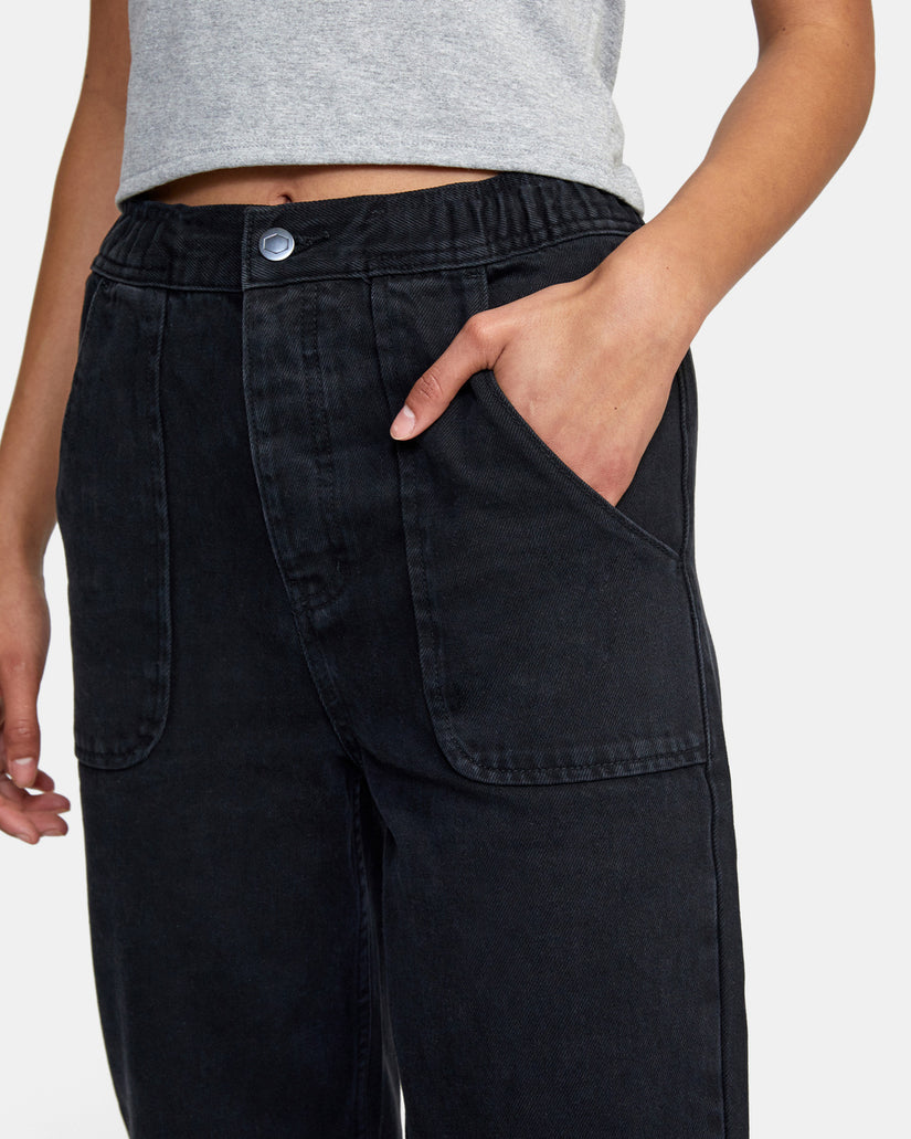 Scrunchie Denim Pants - Vintage Black