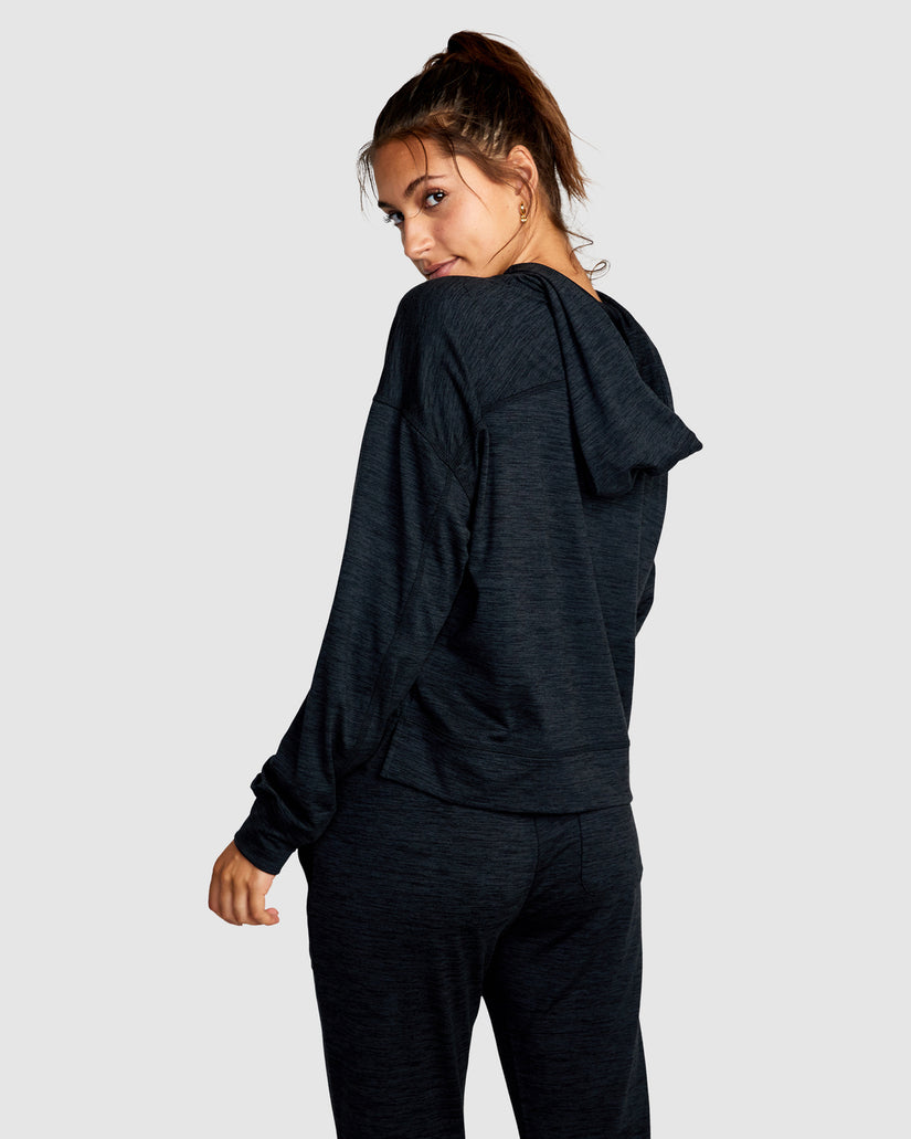 C-Able Cropped Workout Hoodie - Black Heather