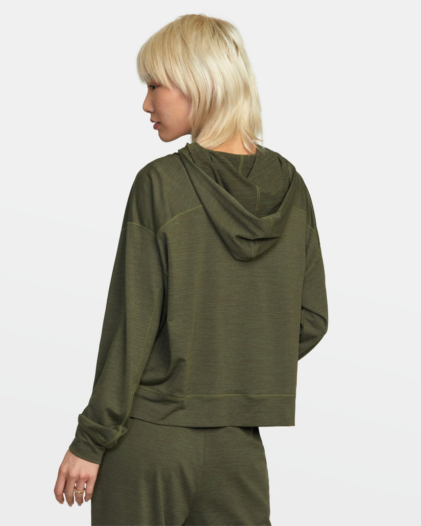 C-Able Cropped Workout Hoodie - Olive