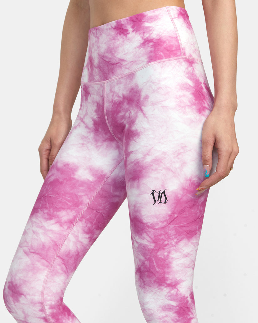 Free People Movement Magenta Mix Pink Crossover Wrap Waist Leggings Large  NEW