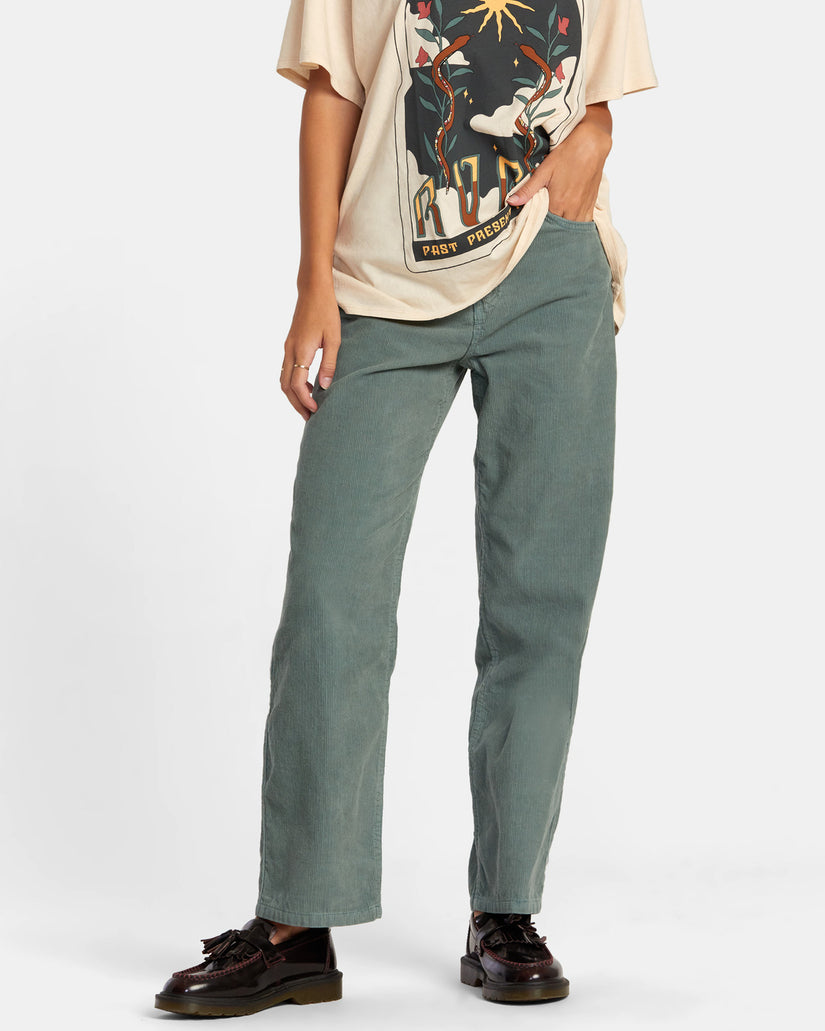 Heritage Corduroy Wide Leg Pants - Spinach