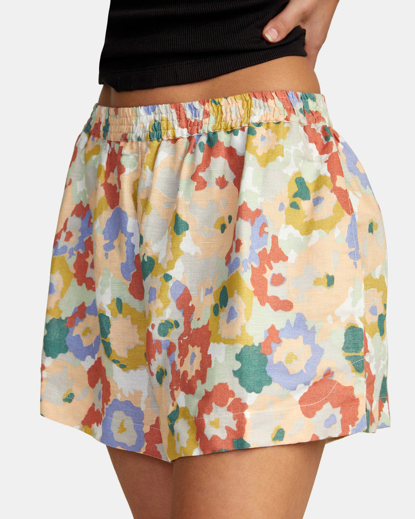 Linen Sawyer Elastic Waist Shorts - Multi