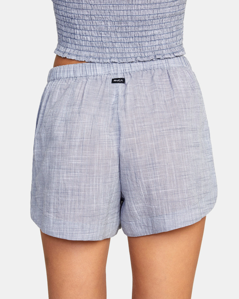 Houndstooth New Yume Drawcord Shorts - Blue Grey