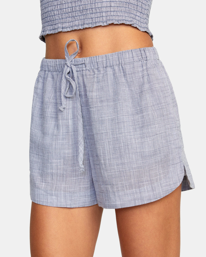Houndstooth New Yume Drawcord Shorts - Blue Grey