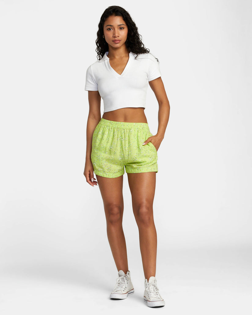 Sawyer Print Elastic Waist Shorts - Neon Green