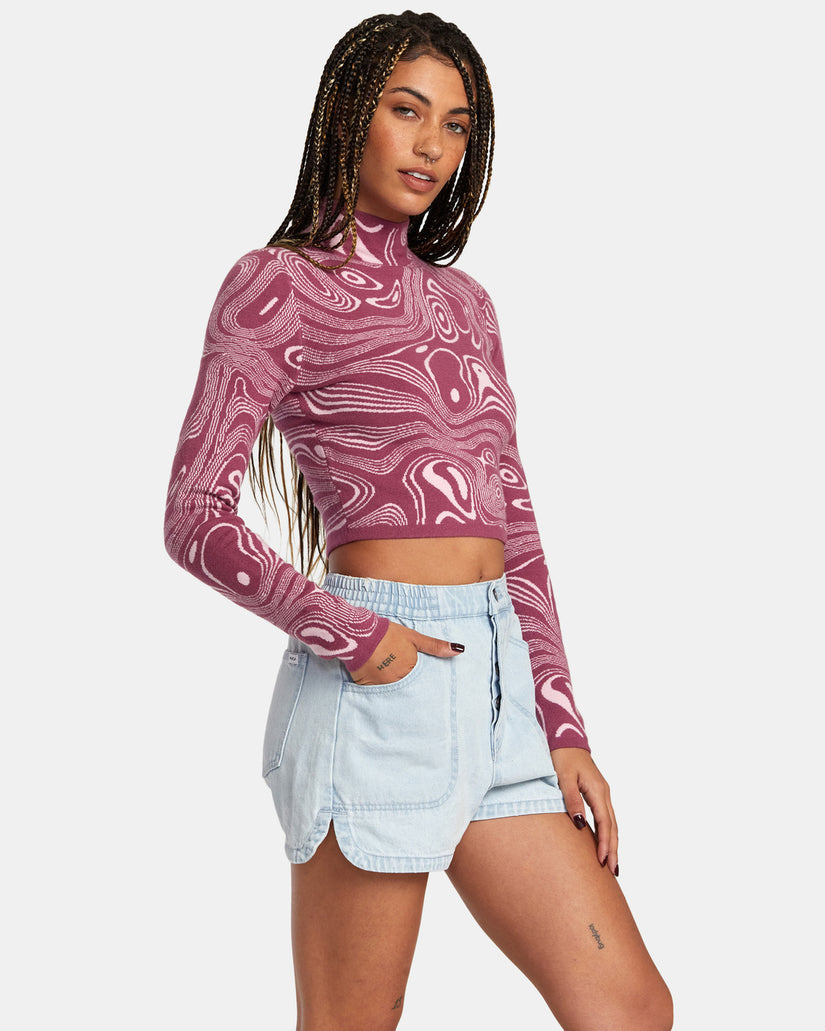 Après Sweater Long Sleeve Crop Top - Mulberry