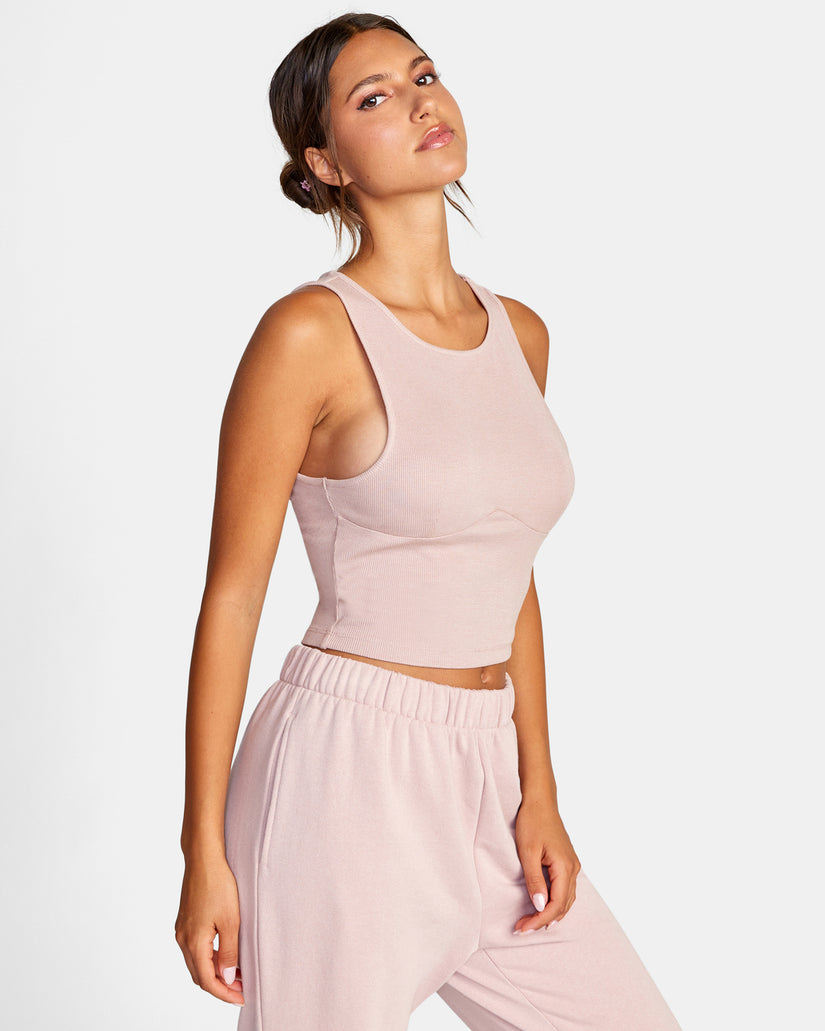 Test Drive Cropped Tank Top - Dusty Rose