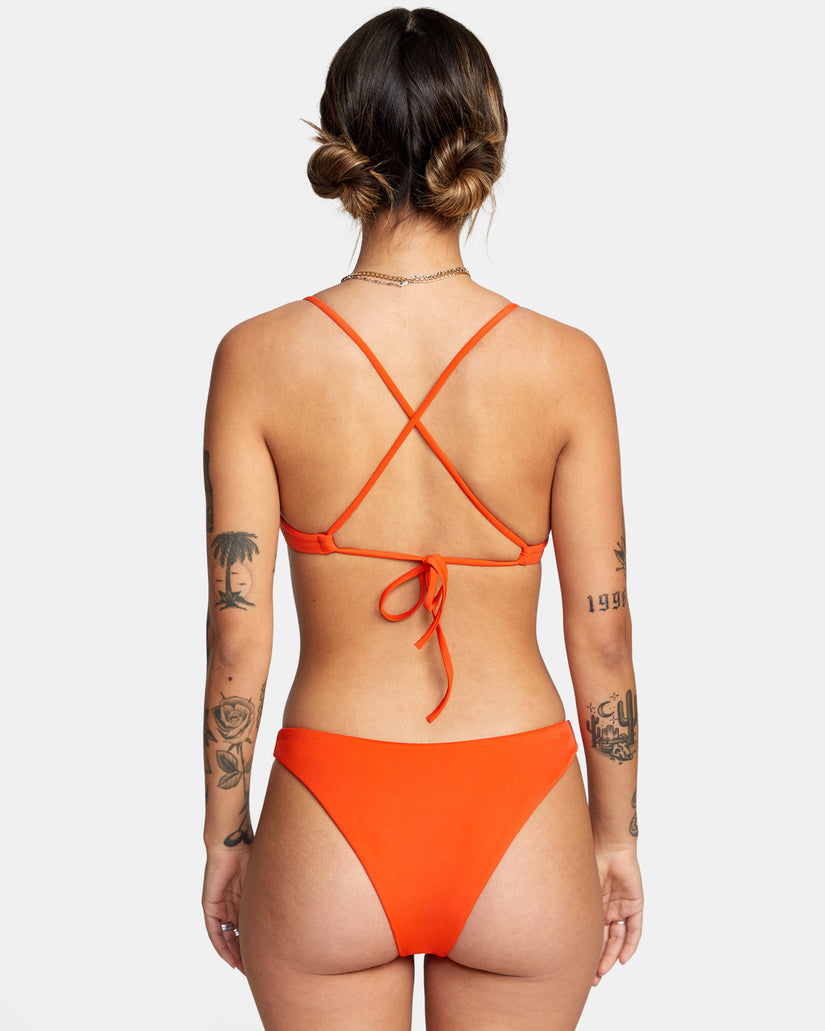 Solid Crossback Bikini Top - Red Orange
