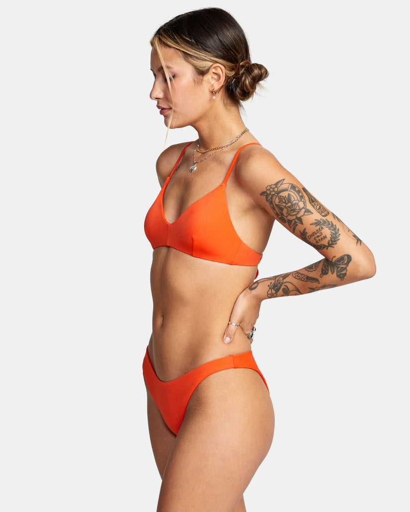 Solid Crossback Bikini Top - Red Orange