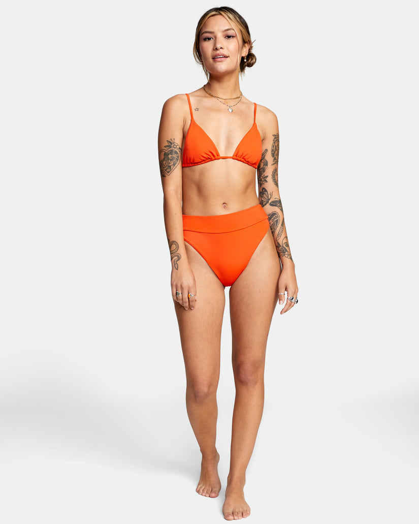 Solid Slide Triangle Bikini Top - Red Orange