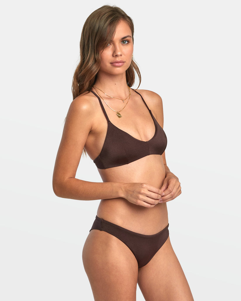 Solid Shimmer Crossback Bikini Top - Java