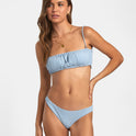 Wide Rib 2-Way Bandeau Bikini Top - Dusty Blue