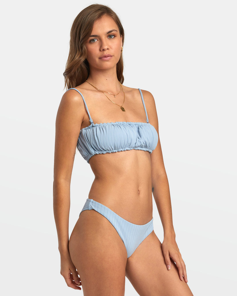 Wide Rib 2-Way Bandeau Bikini Top - Dusty Blue