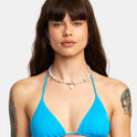 Solid Halter Triangle Bikini Top - Blue Danube