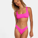Grooves Texture Bralette Bikini Top - Fluro Pink