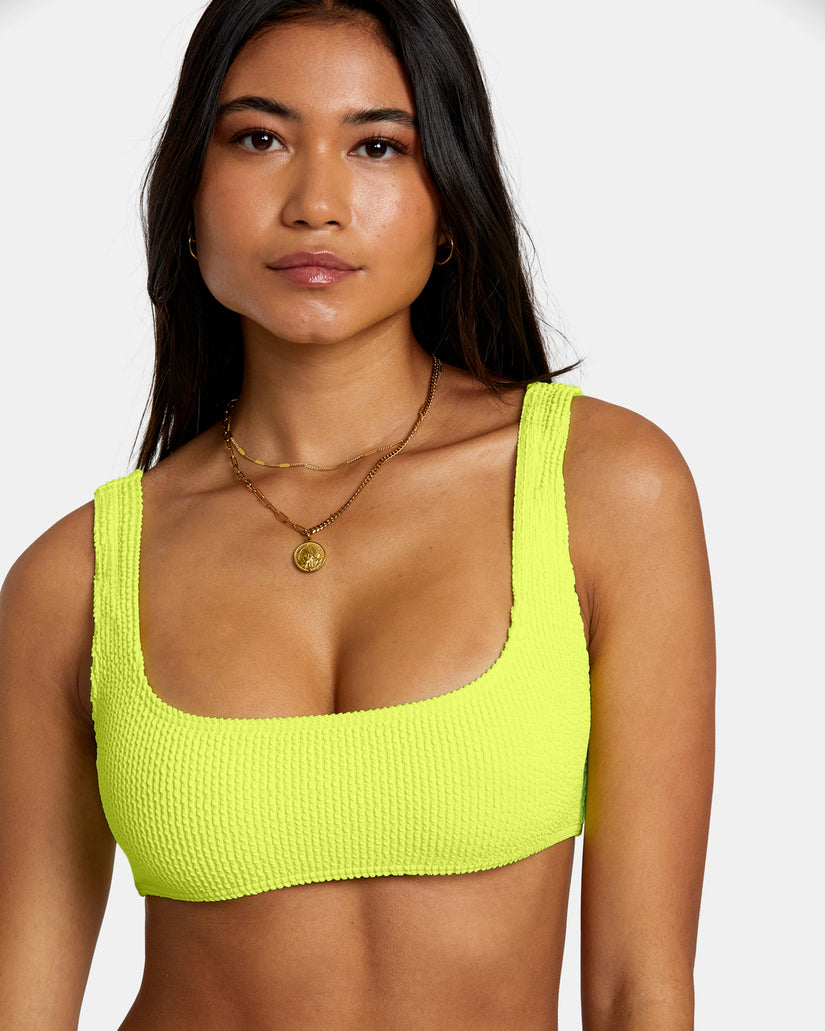 Grooves Texture Bralette Bikini Top - Neon Yellow –
