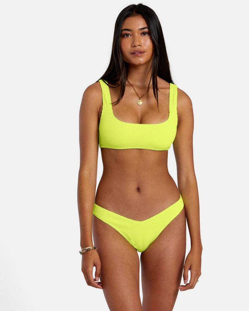 Grooves Texture Bralette Bikini Top - Neon Yellow