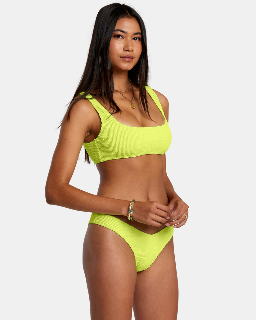 Grooves Texture Bralette Bikini Top - Neon Yellow