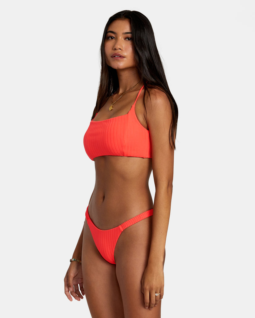 Solid Streak Crossback Bikini Top - Neon Red