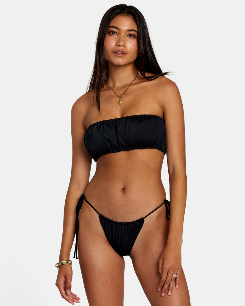 Solid 2-Way Bandeau Bikini Top - Black