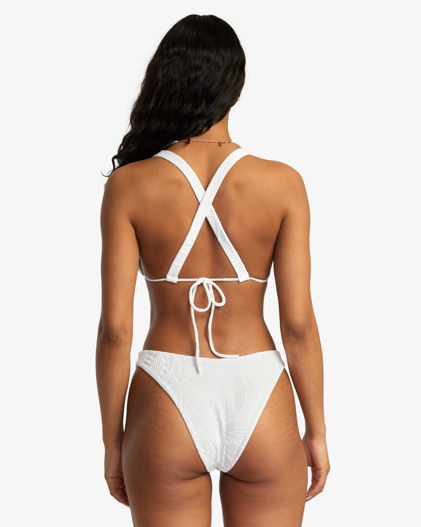 Palm Grooves Wide Strap Triangle Bikini Top - Whisper White