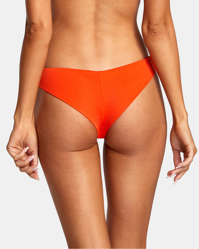 Solid Cheeky Bikini Bottoms - Red Orange