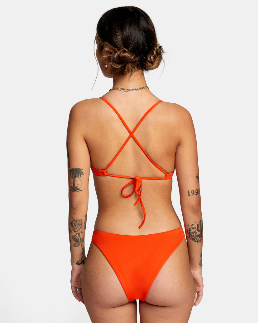 Solid French Bikini Bottoms - Red Orange