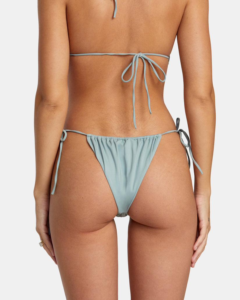 Solid Tie Skimpy Bikini Bottoms - Shale