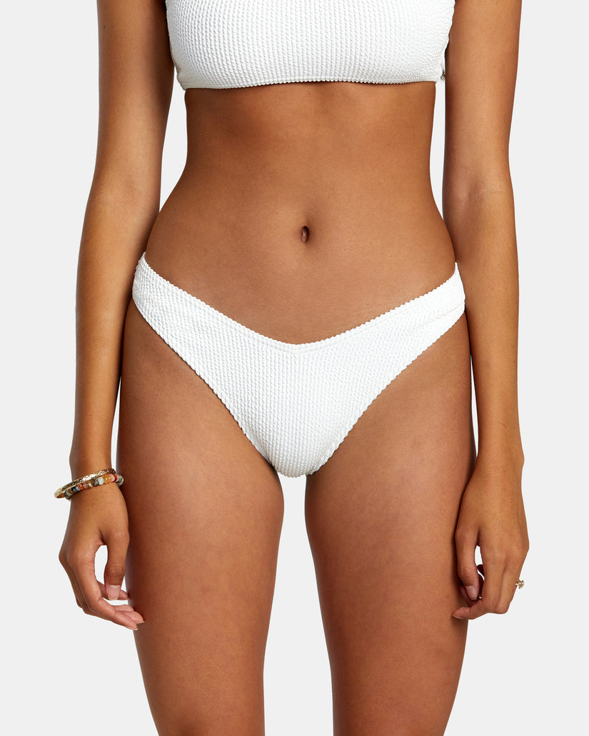 Grooves Texture High Leg Bikini Bottoms - Whisper White –