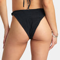 Palm Grooves Medium French Bikini Bottom - Black