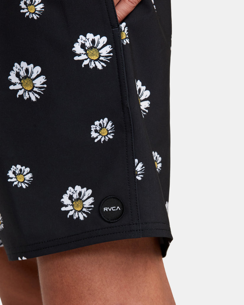 VA Pigment Elastic Waist Boardshorts 17" - Black Floral