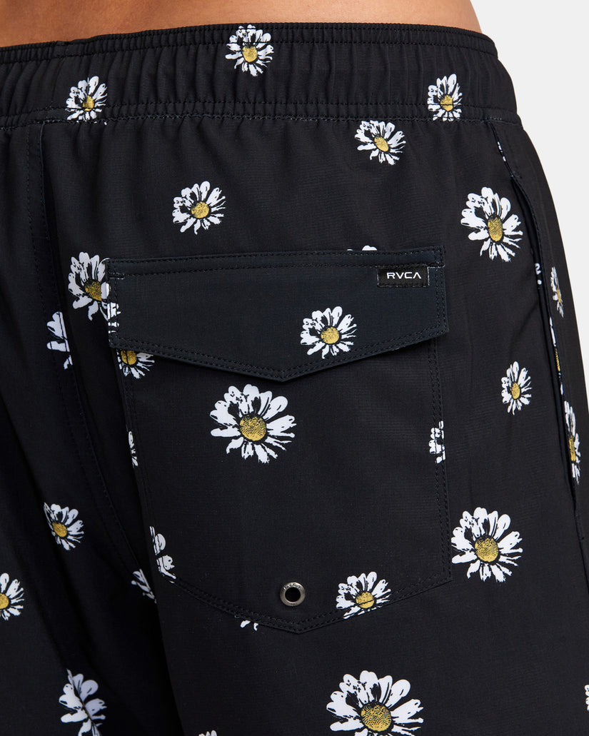 VA Pigment Elastic Waist Boardshorts 17" - Black Floral