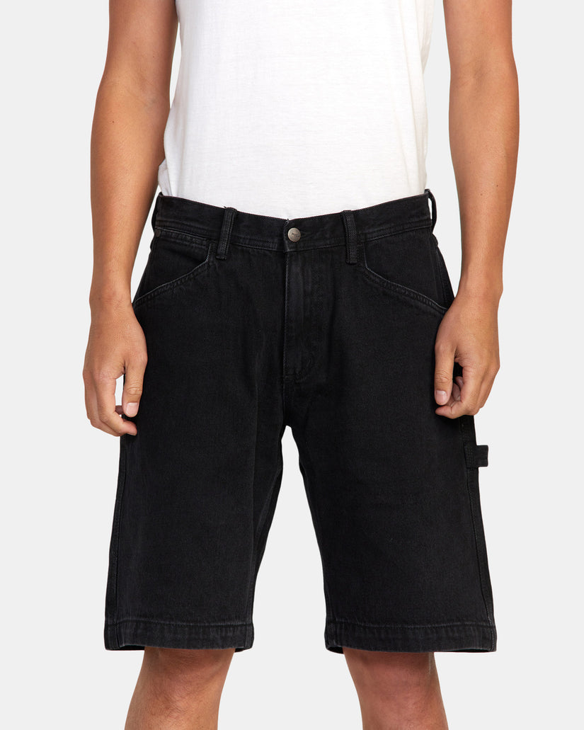 Chainmail Denim Shorts - Black Rinse