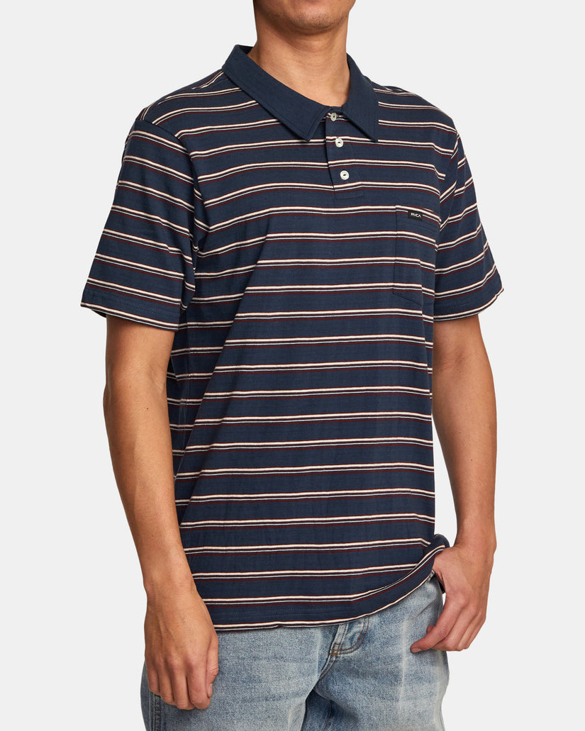 Cassady Stripe Polo Shirt - Moody Blue