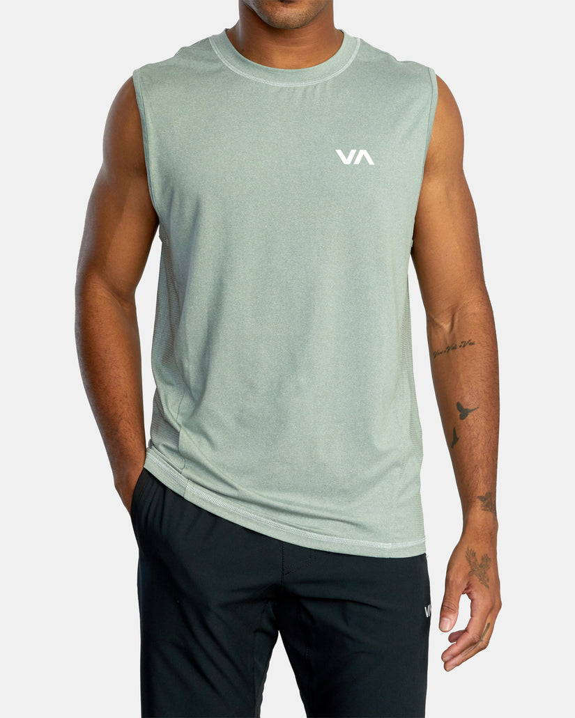 Sport Vent Muscle Tank Top - Stone Sage Heather
