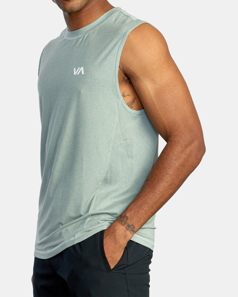 Sport Vent Muscle Tank Top - Stone Sage Heather